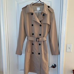Classic Tan Double-Breasted Trench Coat
